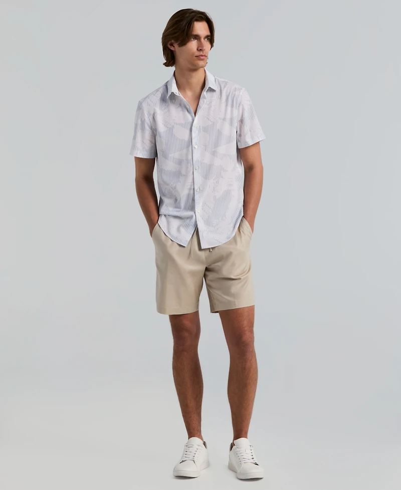 Perry Ellis Men's Slim-Fit Feather Print Short-Sleeve Shirt