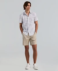 Perry Ellis Men's Slim-Fit Feather Print Short-Sleeve Shirt