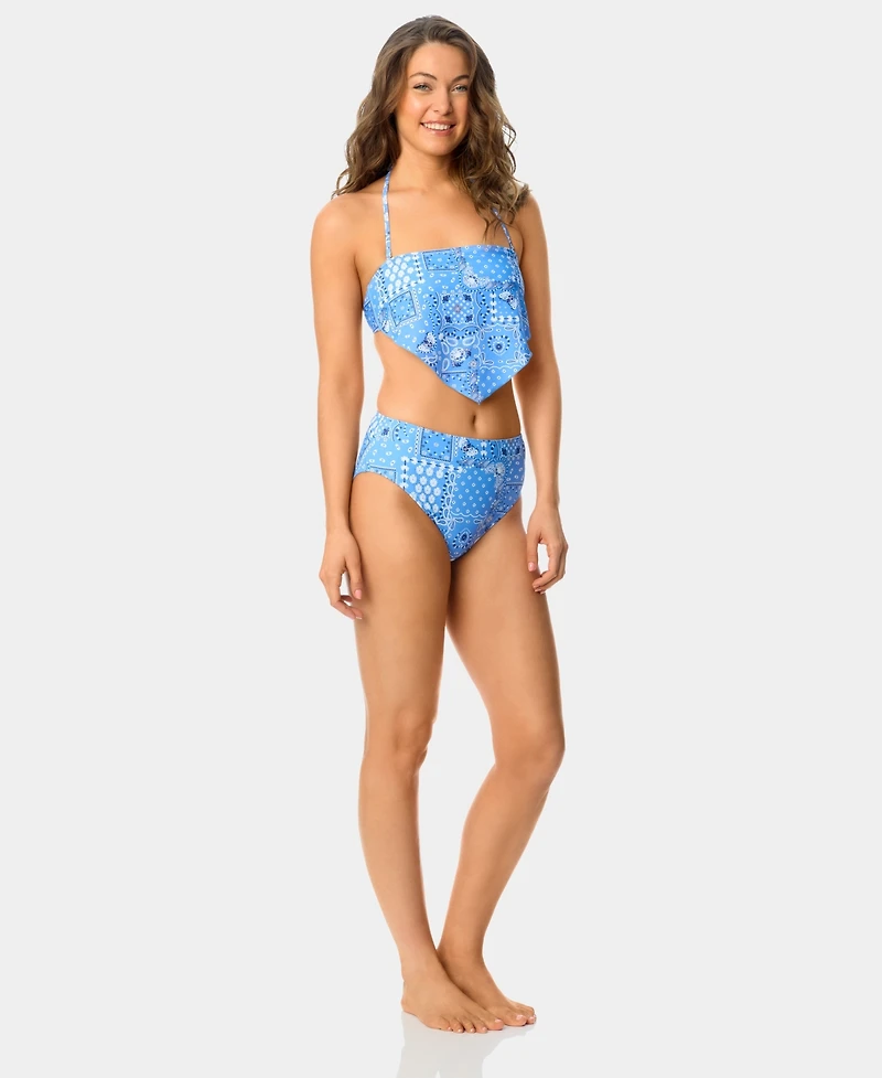 California Waves Women's Printed Bandeau Neck Swim Bikini Top, Macy's Exclusive