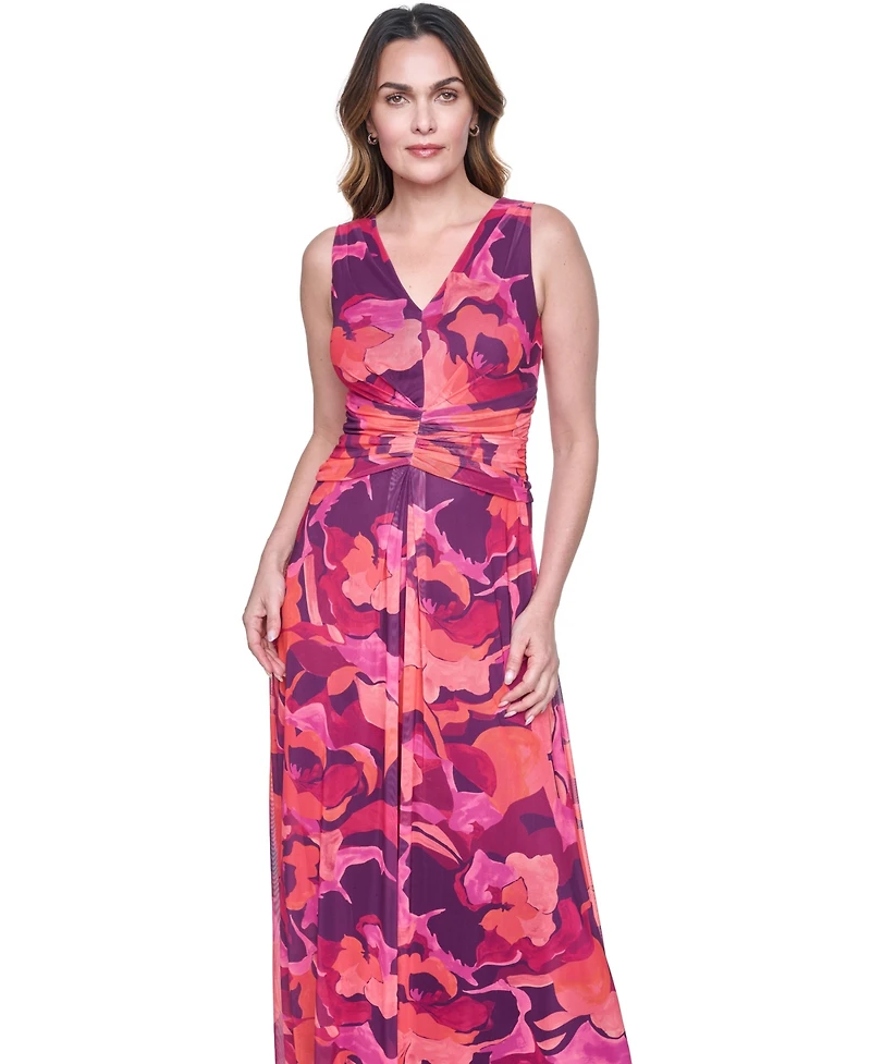 Eliza J Women's Sleeveless V-Neck Ruched Waist Midaxi Dress