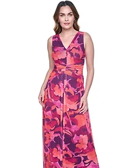 Eliza J Women's Sleeveless V-Neck Ruched Waist Midaxi Dress