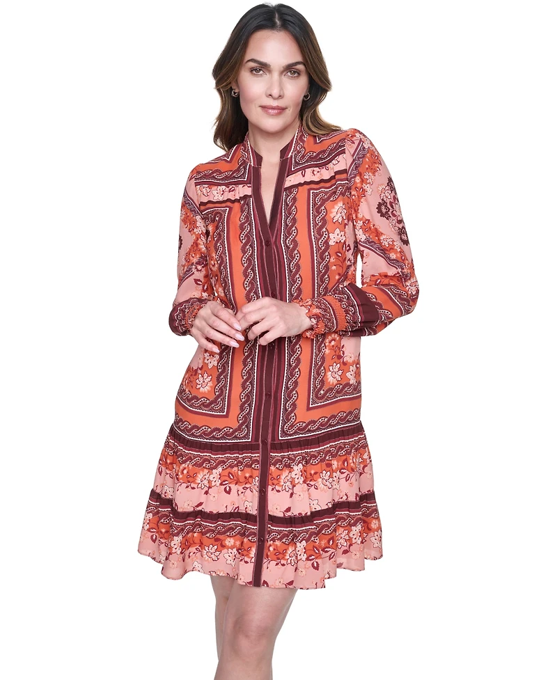 Eliza J Women's Long-Sleeve Float Short Shirt Dress