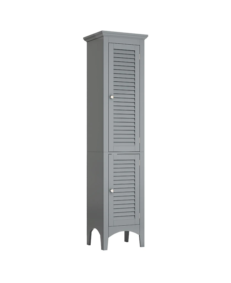sumyeg Tall Bathroom Floor Storage Cabinet with Shutter Doors and Adjustable Shelf