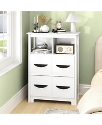 sumyeg 24 Inch Bathroom Floor Storage Cabinet with 2 Open Compartments and 2 Drawers