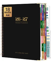 Gnuadz Planner 2026-2027 Weekly Monthly Hardcover 18 Months Tabs