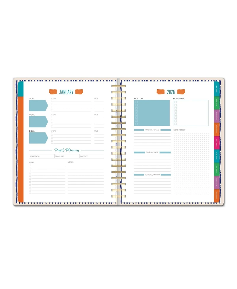Gnuadz 2026 Planner Weekly Monthly Hardcover Notes Stickers