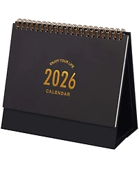 Gnuadz Desk Calendar 2026 Standing Flip Desktop Metal Ring Twin-wire Binding Monthly Home Office