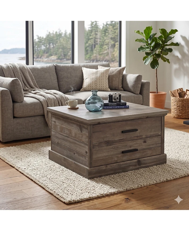Sauder Aspen Post Coffee Table, Pebble Pine finish