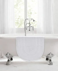 Laura Ashley Camilla Crochet Border Oval Bath Mat, 24" x 60"