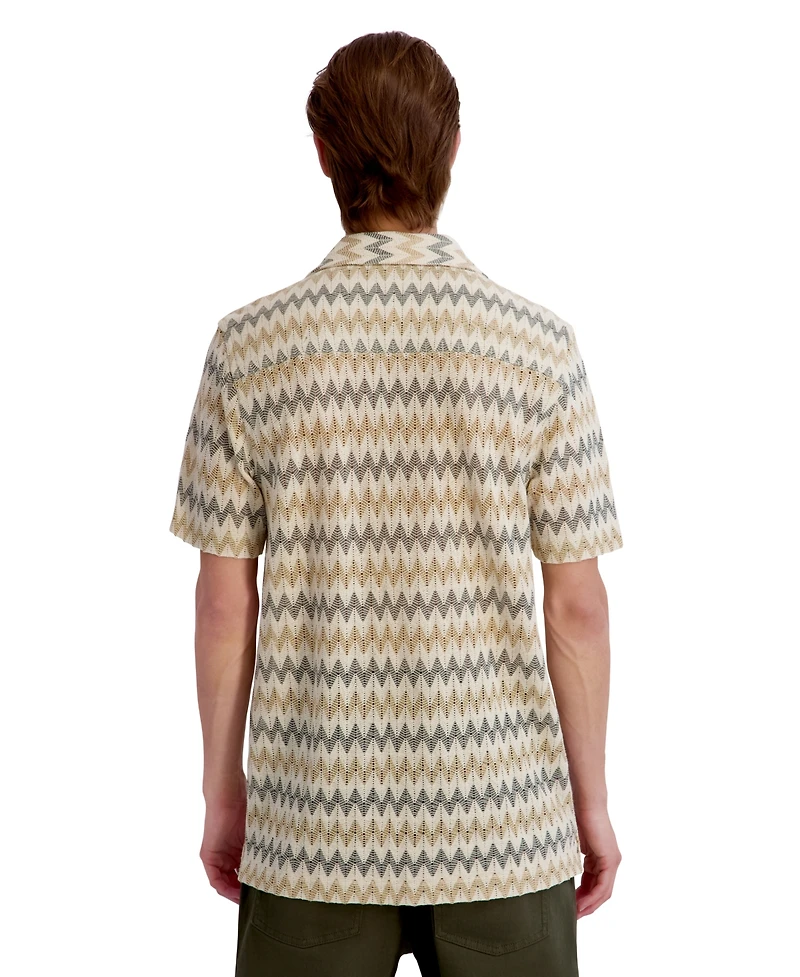 Karl Lagerfeld Paris Men's Jacquard Knit Short-Sleeve Shirt