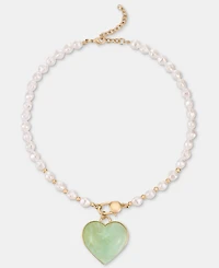 On 34th Heart Imitation Pearl Pendant Necklace, 16" + 2" extender, Macy's Exclusive