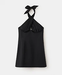 Mango Women's Cross-Over Halter Dress
