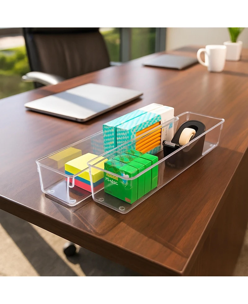 Sorbus 2 Pack Clear Long Drawer Organizers