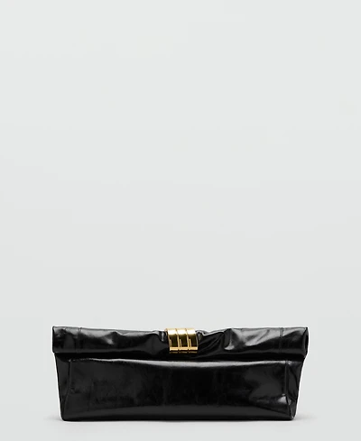 Mango Women's Metal Detail Leather Handbag