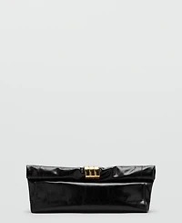 Mango Women's Metal Detail Leather Handbag