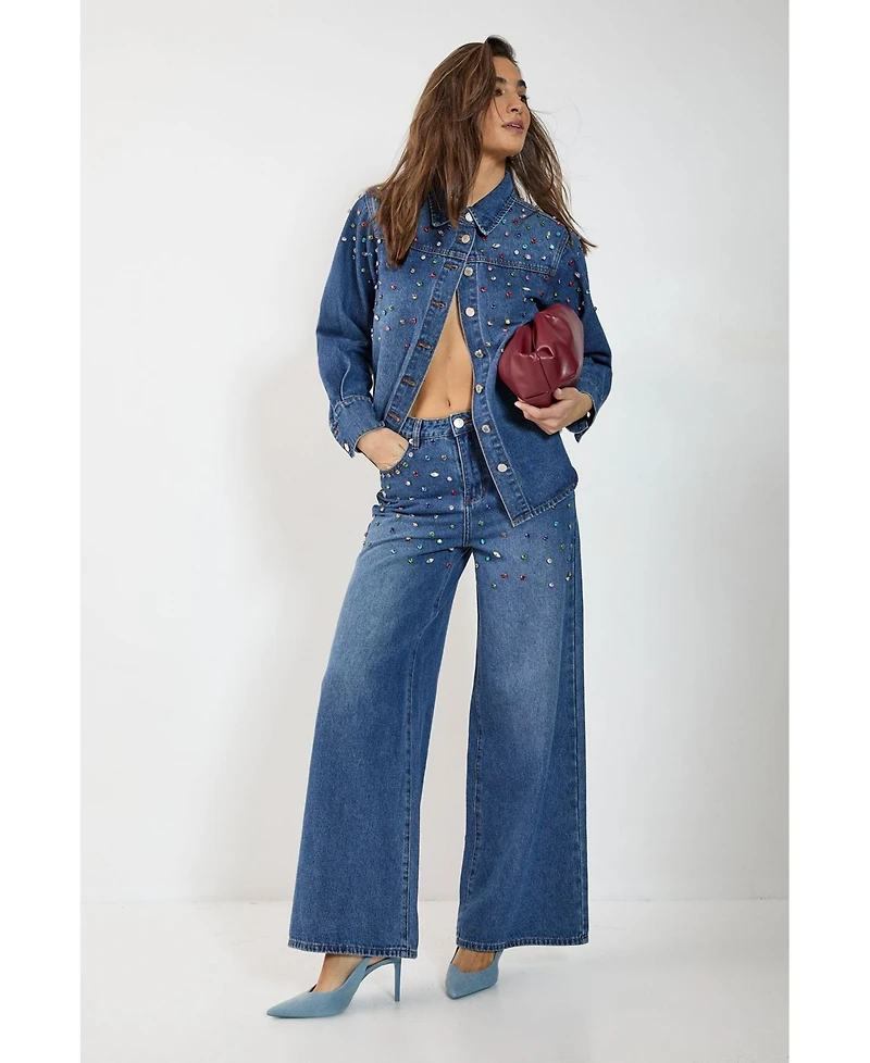 Nasty Gal Women's Denim Jewel Baggy Jeans