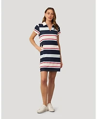 Cable & Gauge Women's Striped Polo Collar Mini Dress