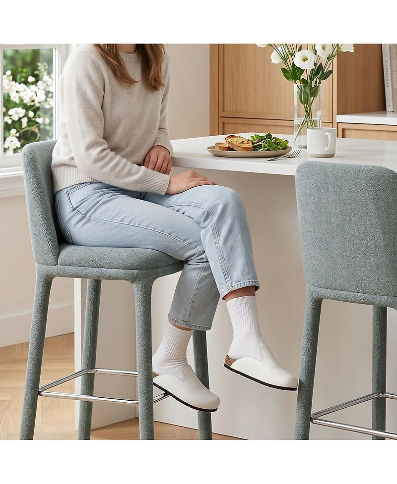 Maison Boucle Set of 3 Counter Height Stools With Back, 26.5" Seat
