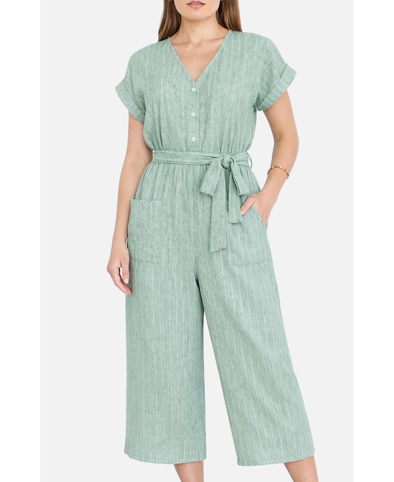 Yumi Women's V Neck Kimono Sleeve Jumpsuit