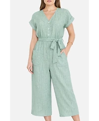 Yumi Women's V Neck Kimono Sleeve Jumpsuit