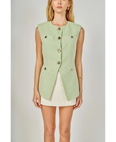 endless rose Women's Long Vest With Button Details