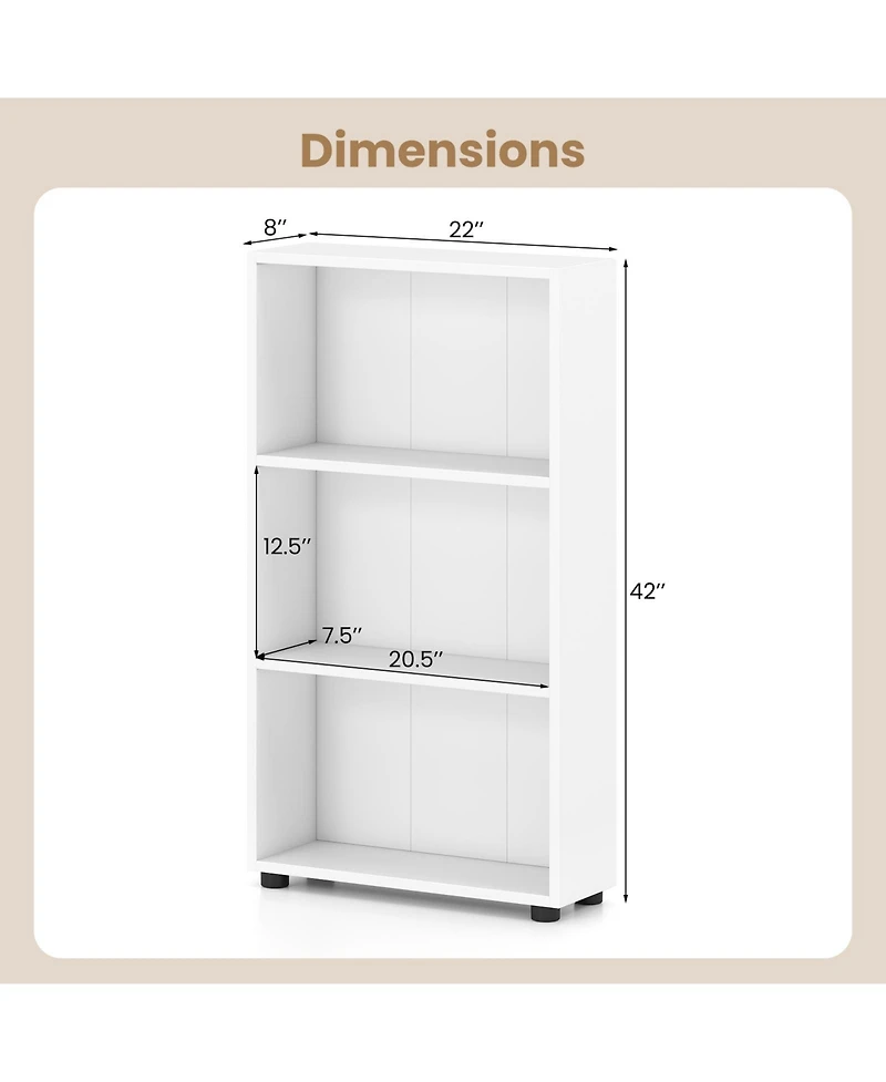 Gymax 2PCS Bookshelf 3-Tier Bookcase w/Anti-Tipping Kit for Living Room Home Office