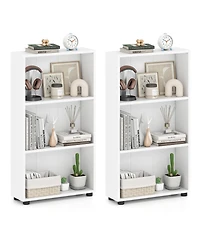 Gymax 2PCS Bookshelf 3-Tier Bookcase w/Anti-Tipping Kit for Living Room Home Office