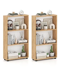 Gymax 2PCS Bookshelf 3-Tier Bookcase w/Anti-Tipping Kit for Living Room Home Office