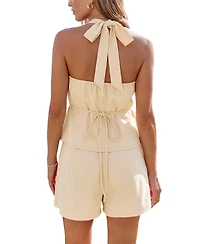 Cupshe Women's Halter Button-Down Top and High-Waisted Shorts Outfits