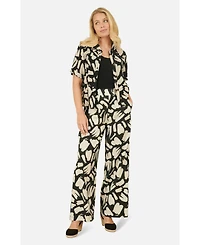 Yumi Women's High Waisted Printed Wide Leg Trousers