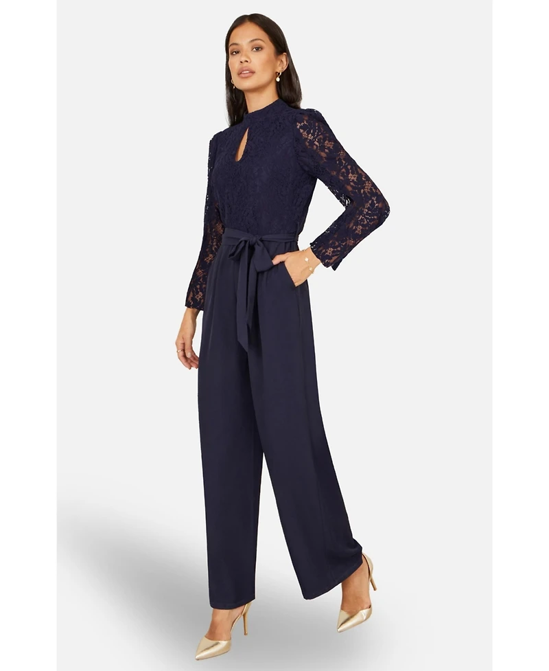 Yumi Women's Lace Applique Jumpsuit