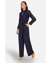Yumi Women's Lace Applique Jumpsuit