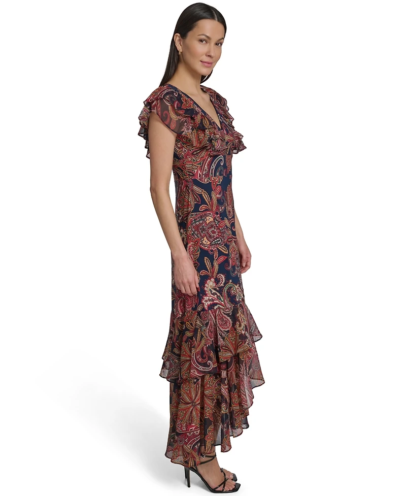 Tommy Hilfiger Women's Paisley Print Flutter-Sleeve Dress