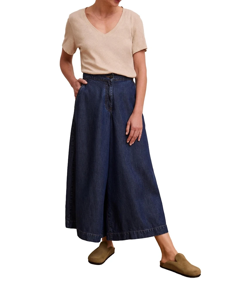 Celtic & Co. Women's Drape Denim Culotte Pants