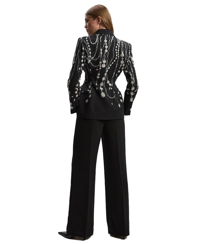 Karen Millen Women's Archive Satin Kickflare Trouser