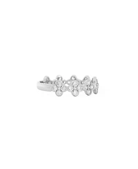 The Lovery Cz Clover Station Band Sterling Silver