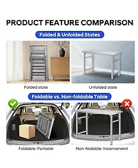 gaomon Stainless Steel Folding Table- Commercial Work Table for Home, Kitchen, Restaurant, Camping Outdoor 520 lbs Load Stainless Steel Workstation