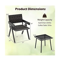 Boyel Living 3 Pieces Patio Pe Wicker Bistro Set with Quick-Drying Foam