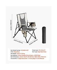 Yiortwo Heated Camping Chair with 3 Heat Settings, High Back Folding Outdoor Chair