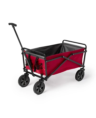Seina 150lb Capacity Folding Collapsible Steel Utility Wagon Cart, Red/Gray