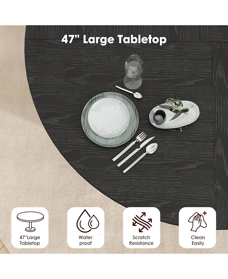 gaomon Modern Round Dining Table for with 2-Layer Storage Shelf, Sliding Wood Door - Space-Saving, Finish for Kitchen and Dining Room