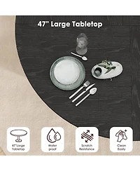 gaomon Modern Round Dining Table for with 2-Layer Storage Shelf, Sliding Wood Door - Space-Saving, Finish for Kitchen and Dining Room