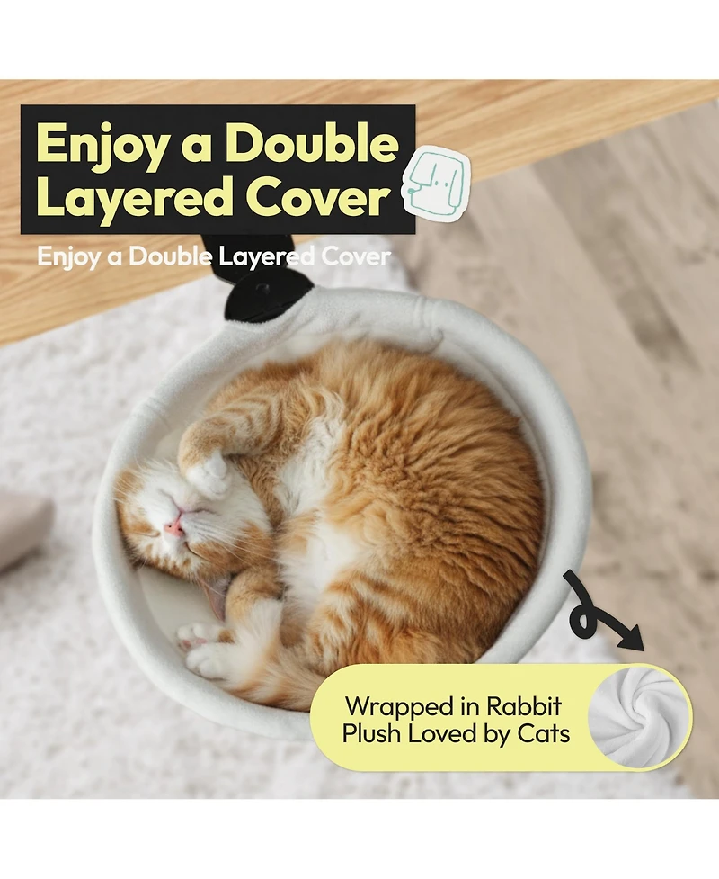 Ltmate Adjustable Cat Desk Bed, Sunken Design Cat Hammock, Supports Up to 50 lbs