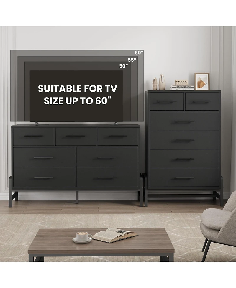 homfan Tall 6-Drawer Entryway Storage Cabinet, Freestanding Wooden Dresser for Bedroom, Living Room and Foyer