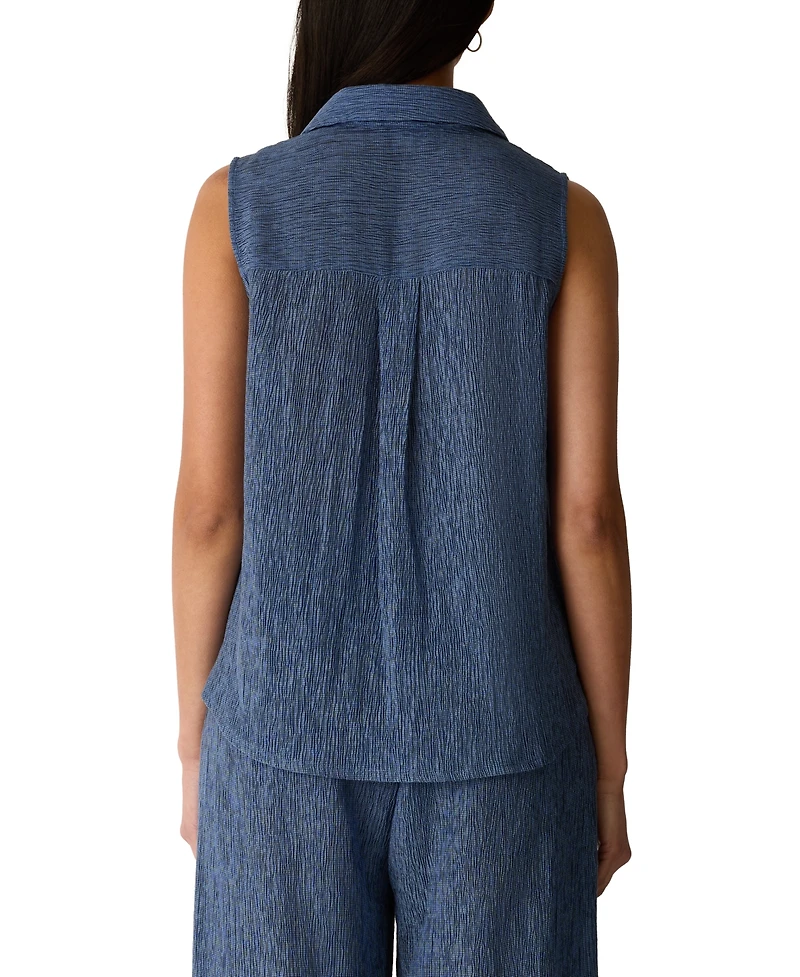 Eileen Fisher Women's Classic Collar A-Line Sleeveless Shirt, Regular And Plus
