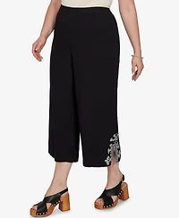 Ruby Rd. Plus Embroidered Gauze Relaxed Elastic Waist Pants