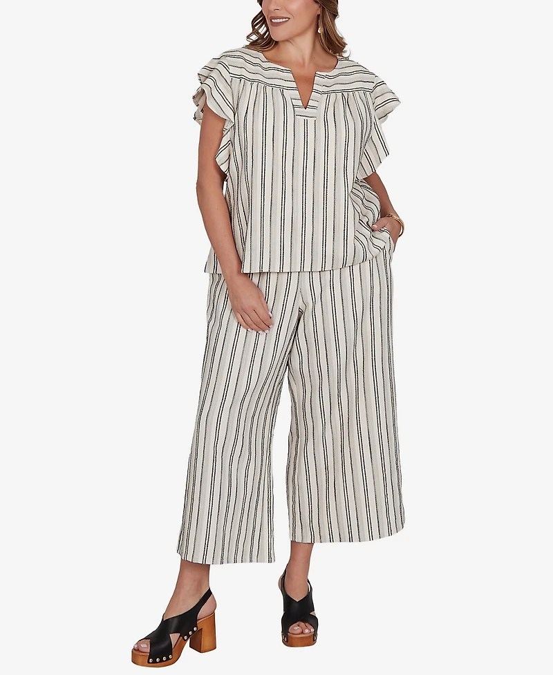 Ruby Rd. Plus Flutter Sleeve Textured Stripe Top