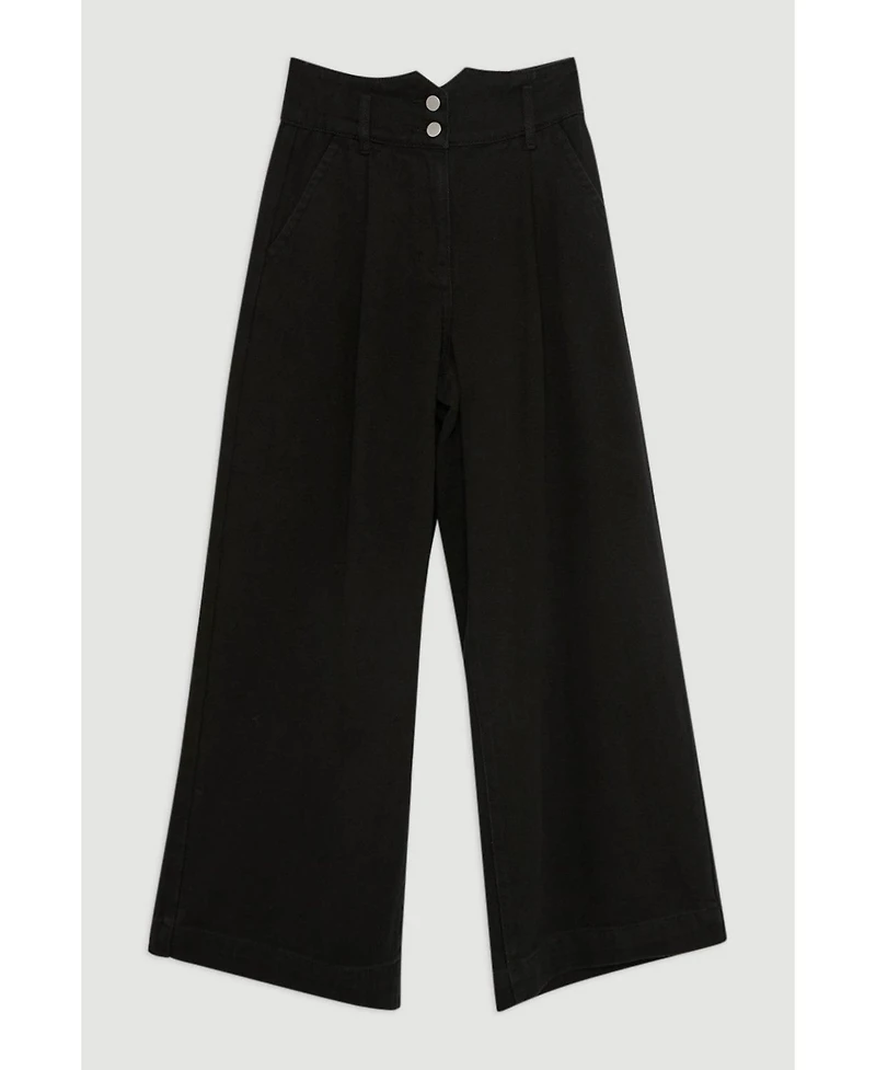 Karen Millen Women's Denim Wide Leg High Waisted Jeans