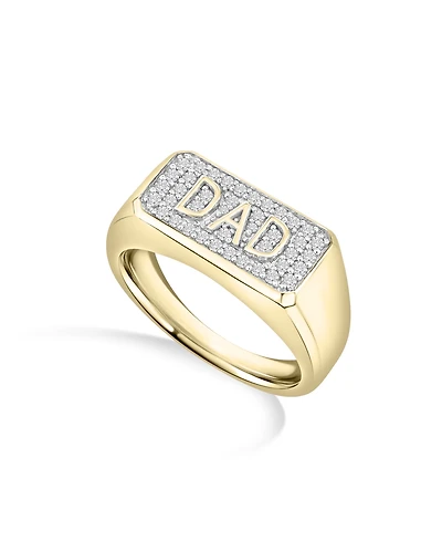 Macy's Men's Diamond (1/5 ct. t.w.) Dad Band Ring in 14k Gold Plated Sterling Silver