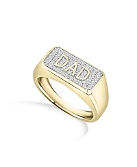 Macy's Men's Diamond (1/5 ct. t.w.) Dad Band Ring in 14k Gold Plated Sterling Silver